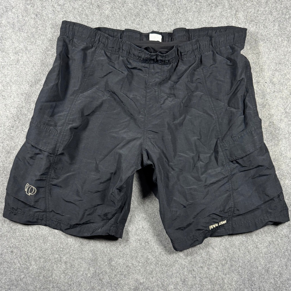 Pearl Izumi Mens XL Black Nylon Cargo Mountain Bike Cycling Shorts Elastic Waist